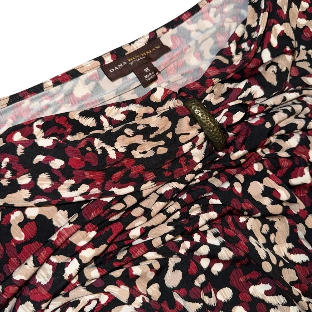 Dana Buchman Red and Black Animal Print Blouse - Picture 3 of 5